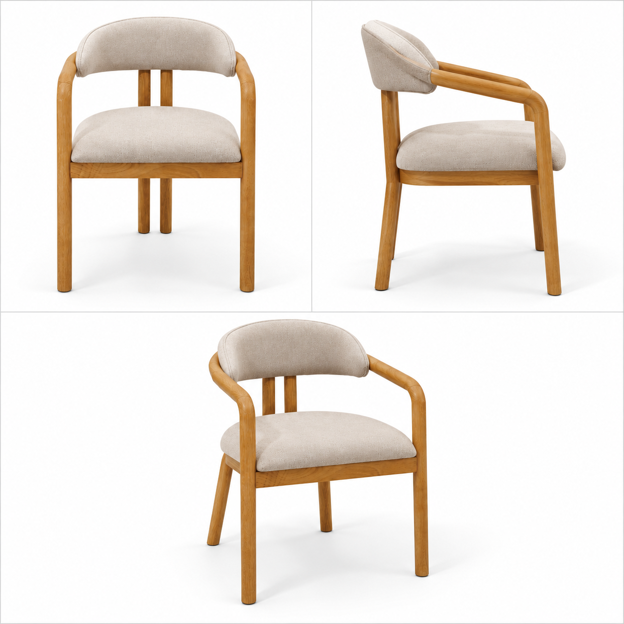 Modern Beige Upholstered Wooden Dining Chair